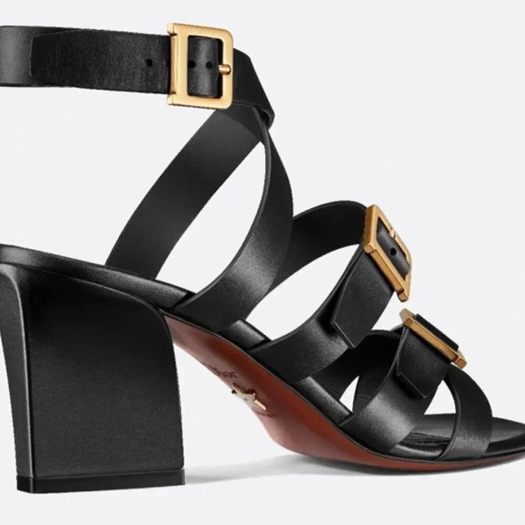 Christian Dior Double D Black Heeled Sandal Sz 37 - Picture 3 of 11